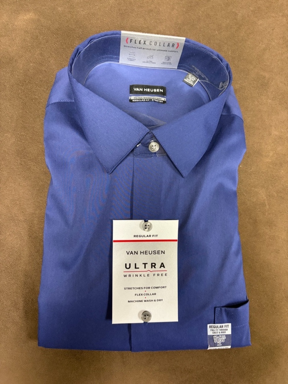 Van Heusen Deep Navy Long-Sleeve Dress Shirt size XL - Picture 7 of 7